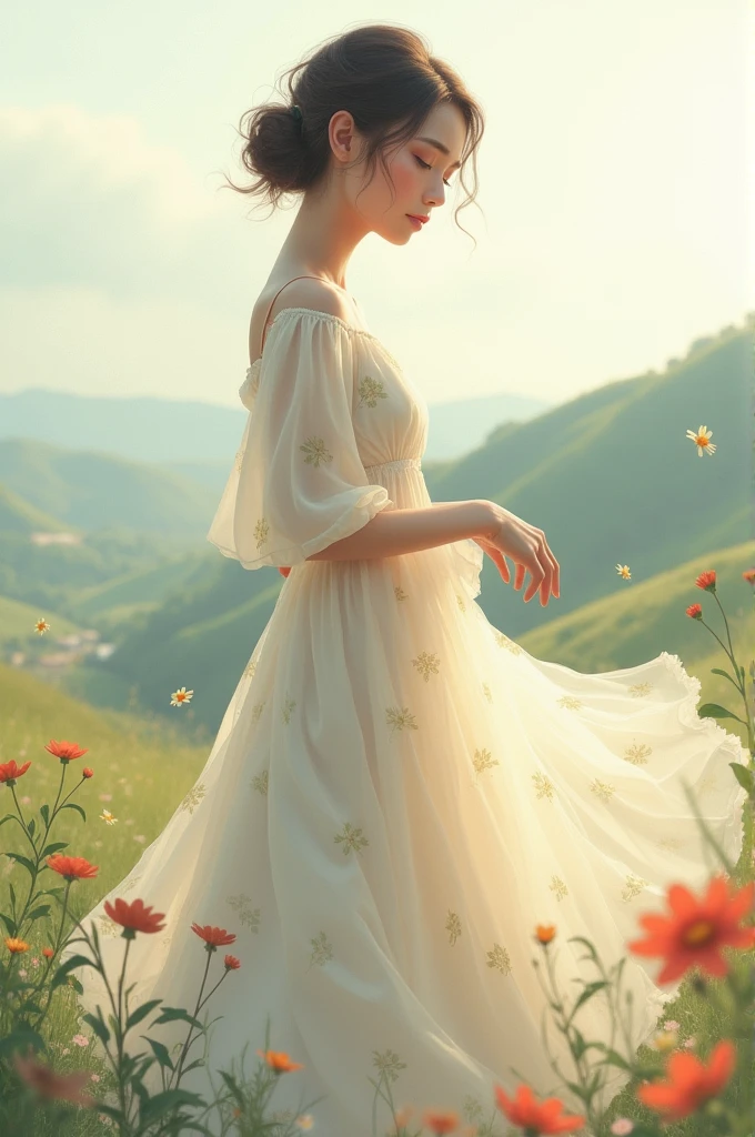 Girl with oval dress