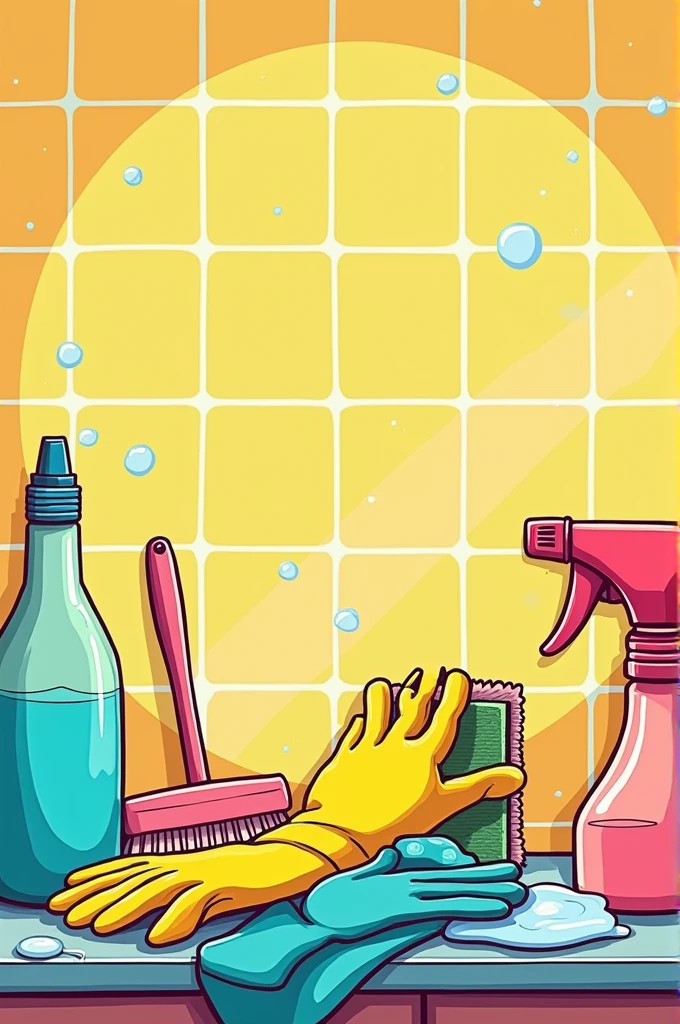 Poster cleaning kitchen tools drawing
