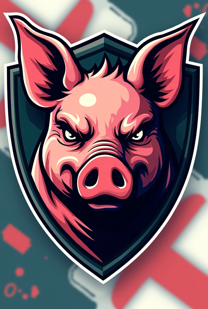 Create a football shield called Los Pepones FC that is a pig and that is like a cheat