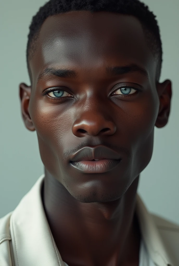 Handsome fair skin african man, approximately 1, blue colored eyes