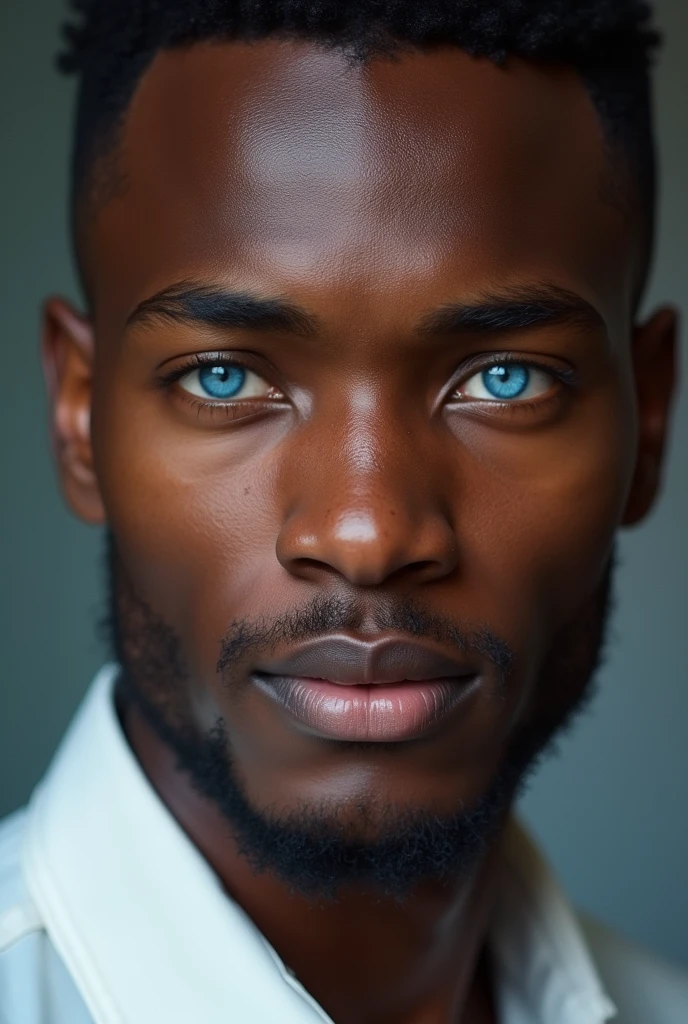 Handsome fair skin african man, approximately 1, blue colored eyes 
