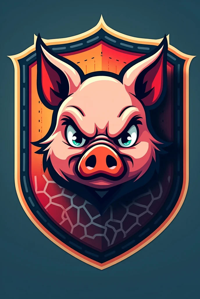 Create a football shield called Los Pepones FC that is a pig and that is like a cheat 