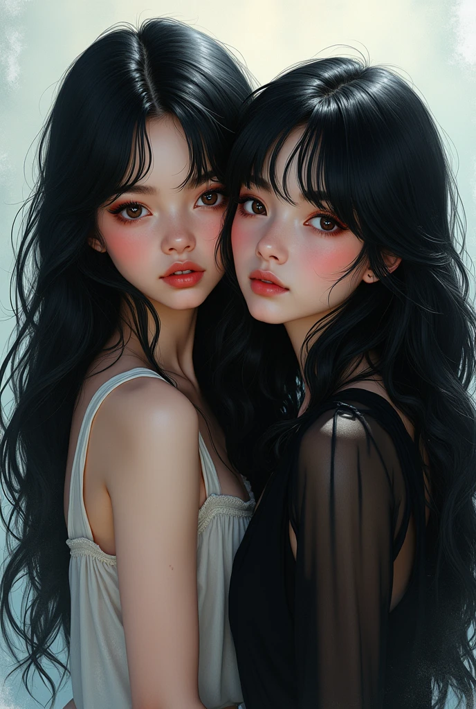 Make a 2 black haired girl