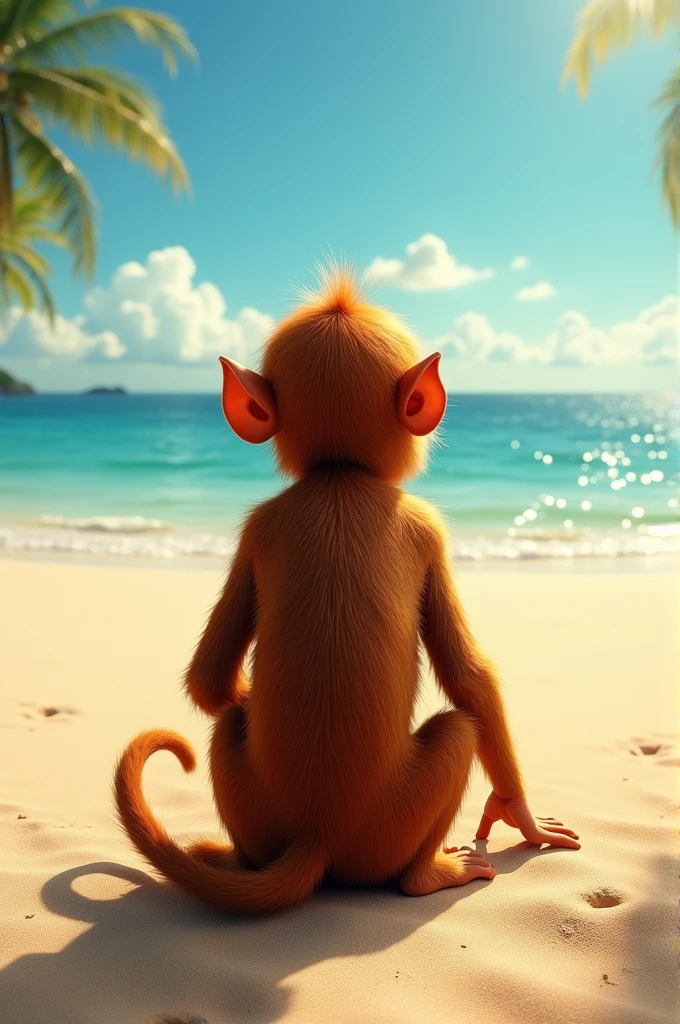 A monkey backview from the beach
