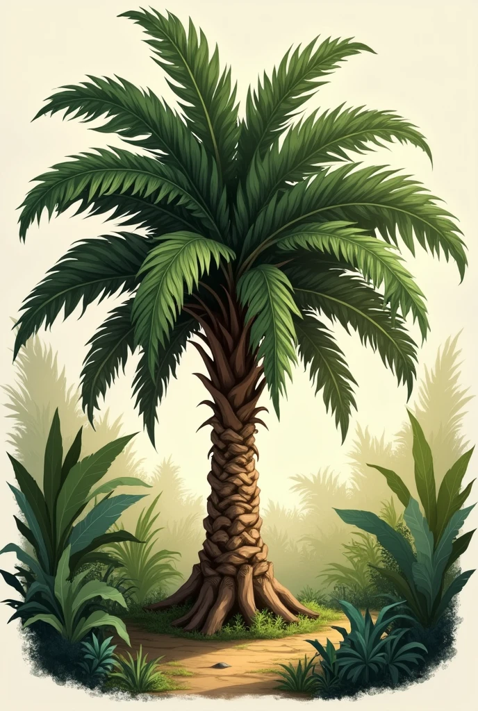Hand drawing Rumbia tree in the book humanis