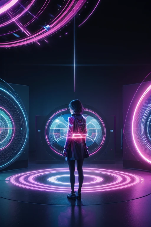 A dynamic montage with technological elements such as holograms, digital screens, and motion graphics. Use vibrant colors and a futuristic design to capture attention immediately.
