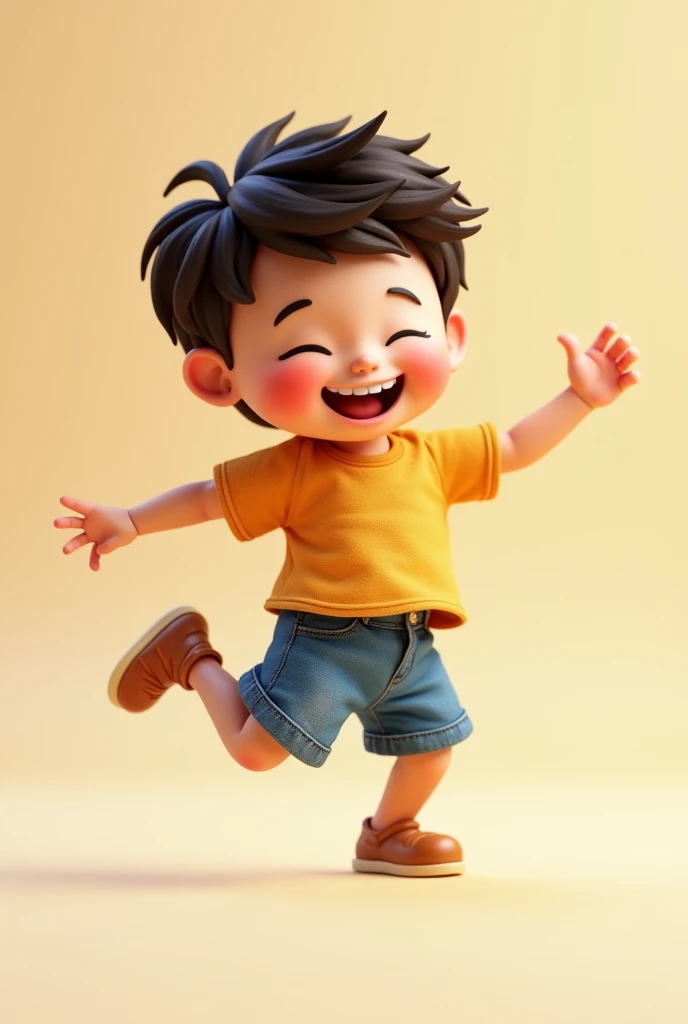 Cute 3D child boy image , dancing and enjoying the dance.