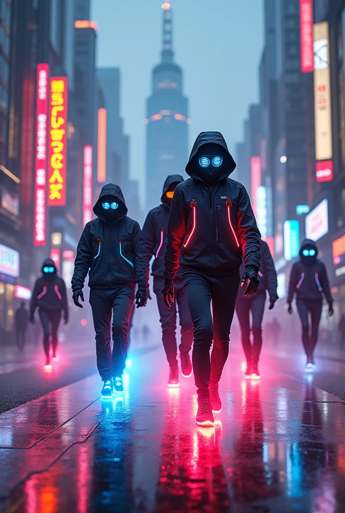 MAKE A FUTURISTIC SCENE OF THE COLOR HACKERS