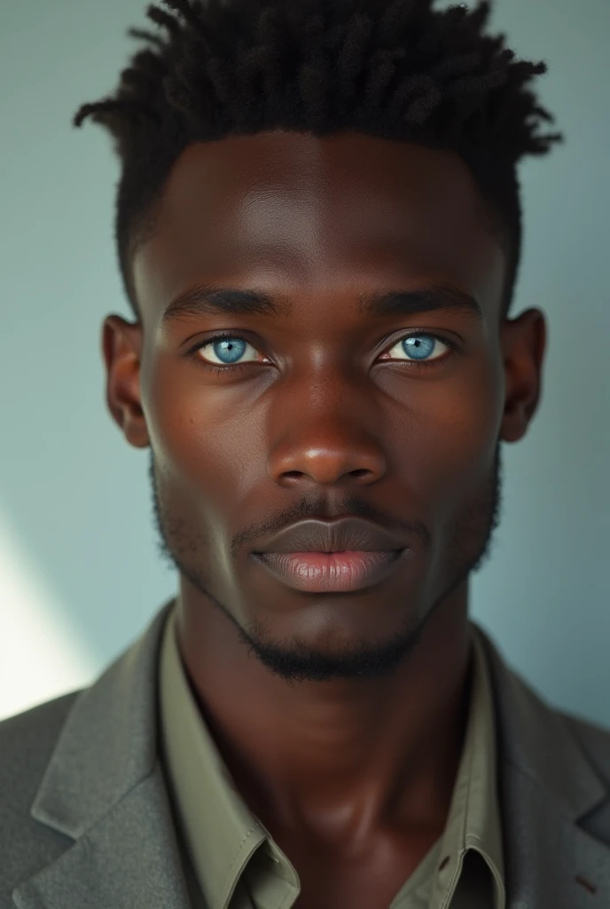 Handsome fair skin african man, approximately 1, blue colored eyes