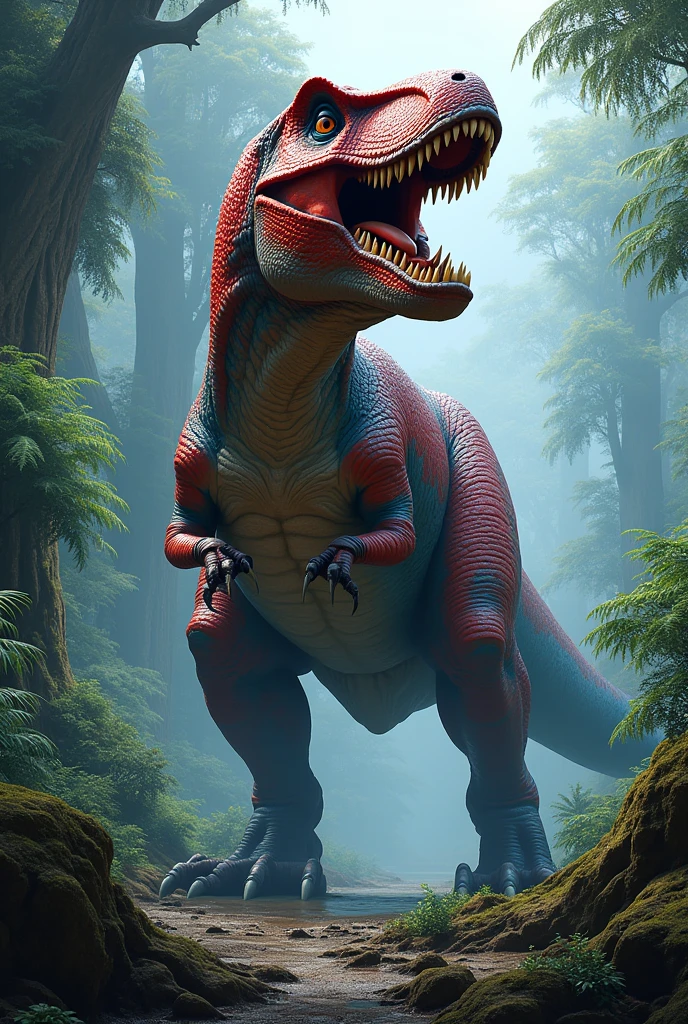 tyrannosaur rex,red color with blue,imagens png
