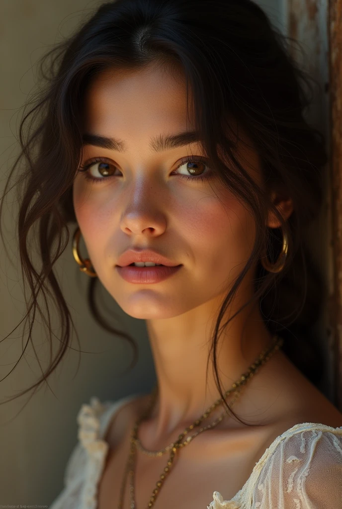 jeune femme brune, yeux marron d'environ 21 ans, espagnol, human réalism vx sans pomette