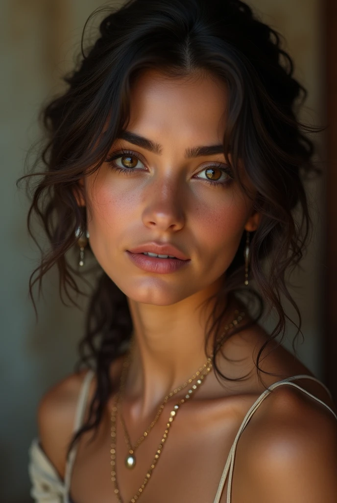 jeune femme brune, yeux marron d'environ 21 ans, espagnol,  human réalism vx sans pomette