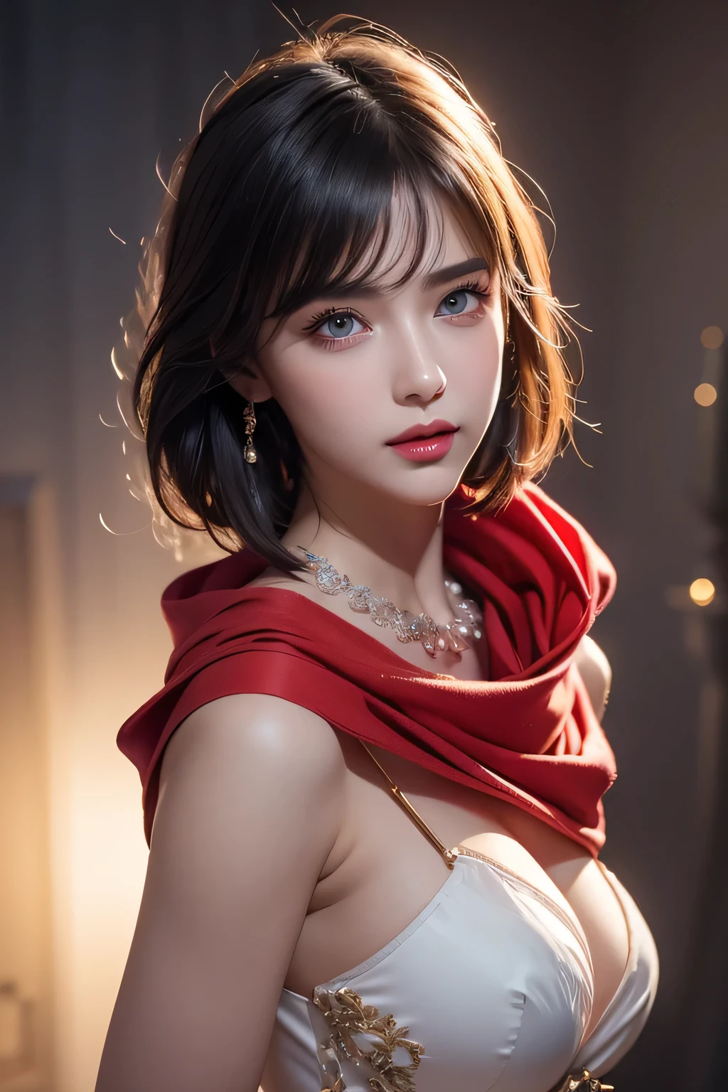 High-quality work，Realistic works，Super premium graphics，8K HD CG works，high quality graphics，High-definition and exquisite CG works，10x pixels，Ultra-fine details：1.1，Advanced technical details：1.1Realistic photo effects，Interior lighting effects：1.5，natural soft light：1.5. Light effect（Virtual light effects：1.8），ultra high resolution，shining dress，sliver long hair，silber hair，transparenthair，high detailed hair（Quality hair details：1.1）Clear eyes，Double eyelids look good，Sharp eye makeup, Create exquisite eyelash makeup, tthin eyebrows, Ultra-detailed eyes，a tall nose, lovely red lips, rosey cheeks, With delicate makeup on her face , pretty face, The face shape is perfectly proportioned,（Advanced facial details：1.1）8K, Top Quality, Intricate Details, Ultra Detail, Ultra High Resolution, Masterpiece, random angle, mikasa ackerman, Slender, Smile, (Makeup: 0.4), (Fluffy Blue Eyes: 1.21), blue Eyes,, ((full body)), 2 girl, (( full body)), close-up shot, , , ((tall)), (((fit body))), (((slim face))), sharp face, sharp eyes, (((black hair, short hair, bangs )) ,(detailed face), sharp face, small lips, thin lips, ((red scarf, crop top, thigh strap)), detailed face, detailed breast, , large breast, detail, , Beautiful girl with accentuated slender abs: 1.4, Six Pack Abs: 1.4, Bust Botox, Big, Perfect Body, detail leg, (( moonlight)), ocean , Women's artwork，Dress full body video，Realism，Amazing Cleavage，My eyes are very bright today
