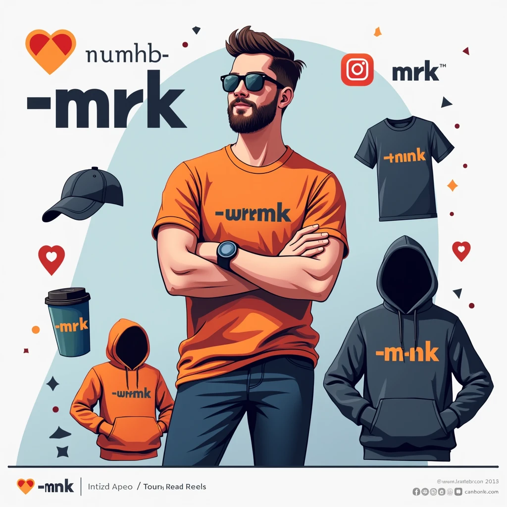 Create a social media cover photo for the marketer doing digital marketing with the logo "NUMHB-MRK" with facebook icon,Twitter icon ,instagram icon ,twitter icon and tiktok icon where the person completes the design and puts them Vectors, Vector T-shirts, Vector Cups, Vector Caps and Vector Hoodies Sell online