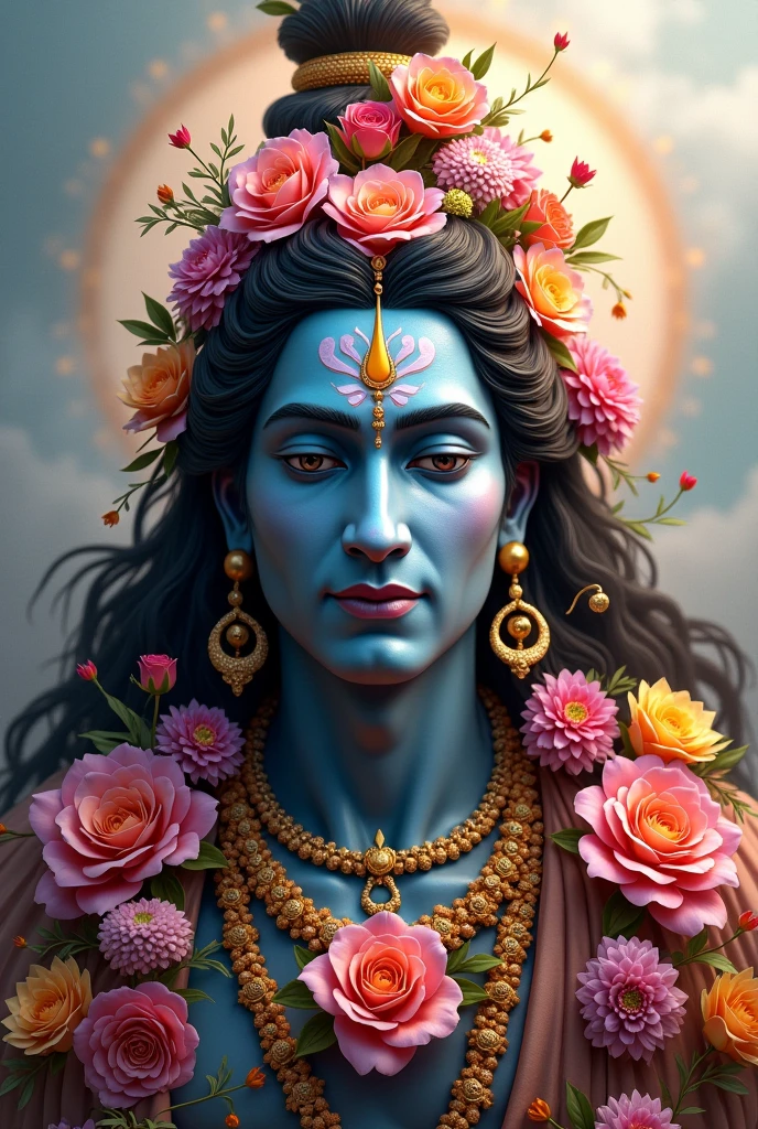 Mahadev ka phoolon se banaa image 

