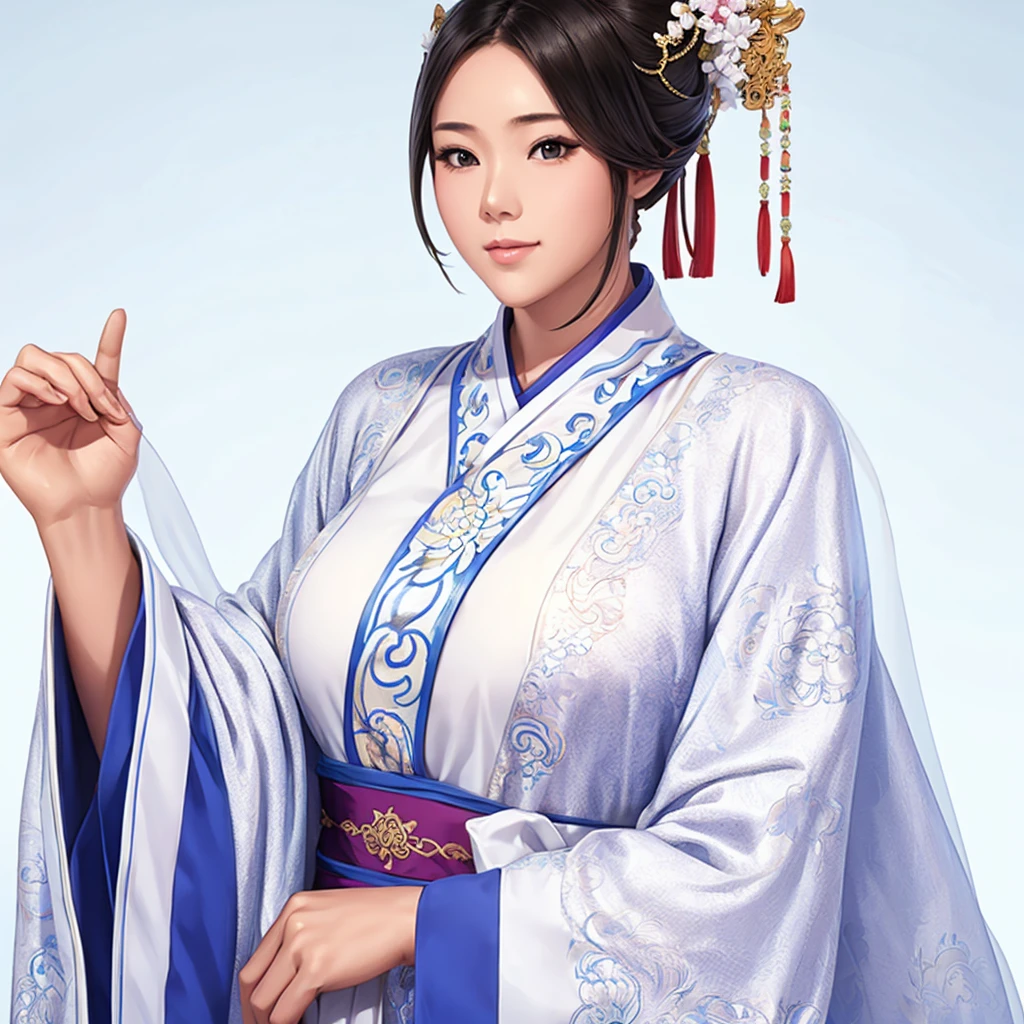 A girl, Ancient Chinese Clothing, whole body, Sunlight, Clear face, Clean white background, masterpiece, Super Detail, Epic creation, Ultra HD, high quality, Extremely detailed, Official Art, 8k wallpaper, Super Detail, 32K