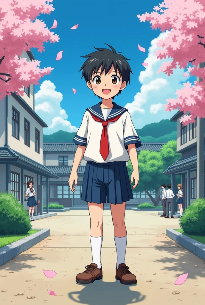 1990s anime screencap, a school boy anime scene