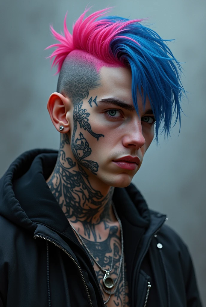 Lil Peep with pink and blue hair
