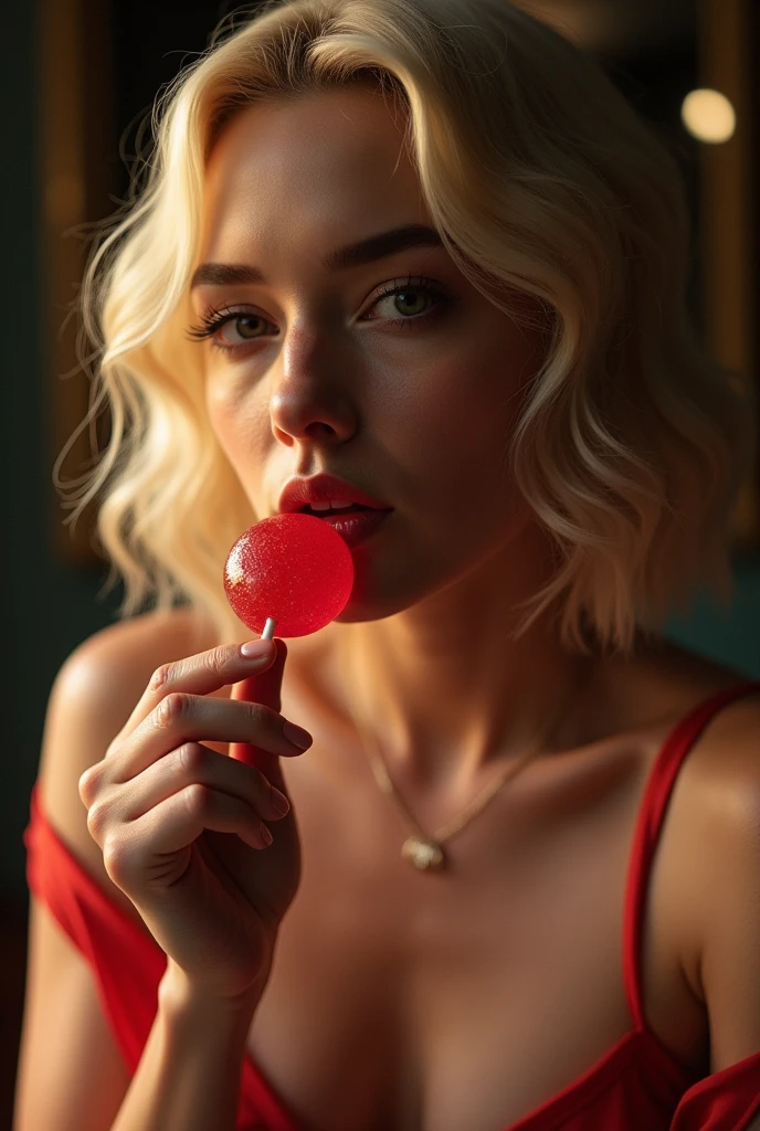 Emilia Clark blonde sucking on a lollipop sexy