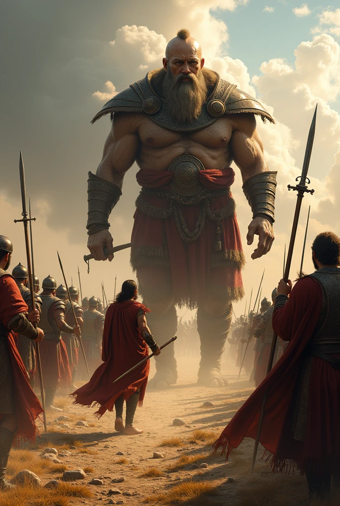 Davi e goliath. Uma batalha entre o jovem pastor Davi e o gigante guerreiro filisteu goliath. goliath, confident in his strength and size, challenged the Israeli army daily. Davi, armed only with a sling and five stones, accepted the challenge. He rejected the armor offered by King Saul, trusting in God for your protection. When the battle began, David quickly slung a stone with his sling, acertando goliath na testa. The giant fell dead, e Davi cortou sua cabeça com a espada de goliath, bringing victory to the people of Israel.