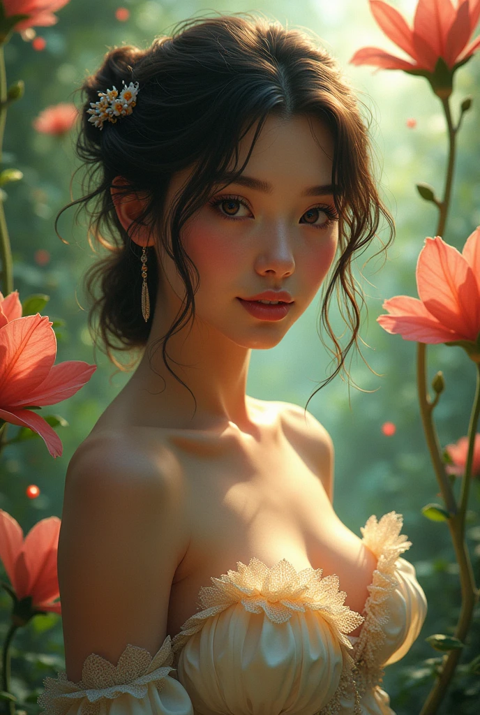 create a fantasy on a real person from Faye Valentine.. the person is white and blushed from the sun
