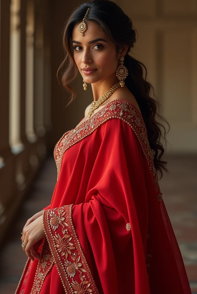 Disha patani in desi style red saree big boobs