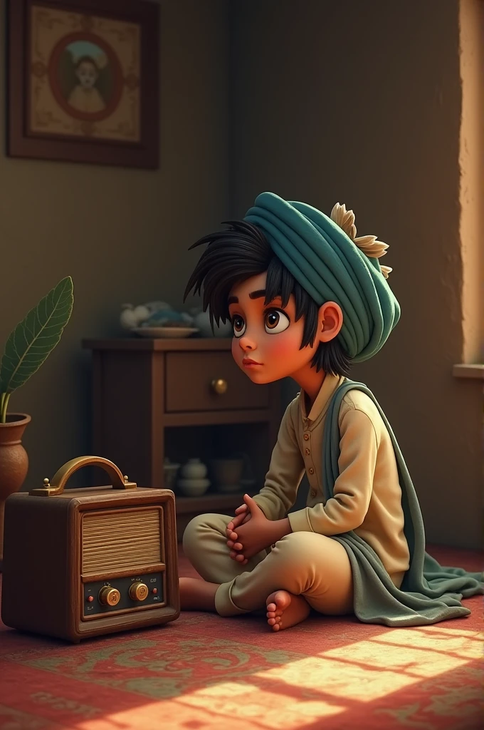 Radio to Sikh boy