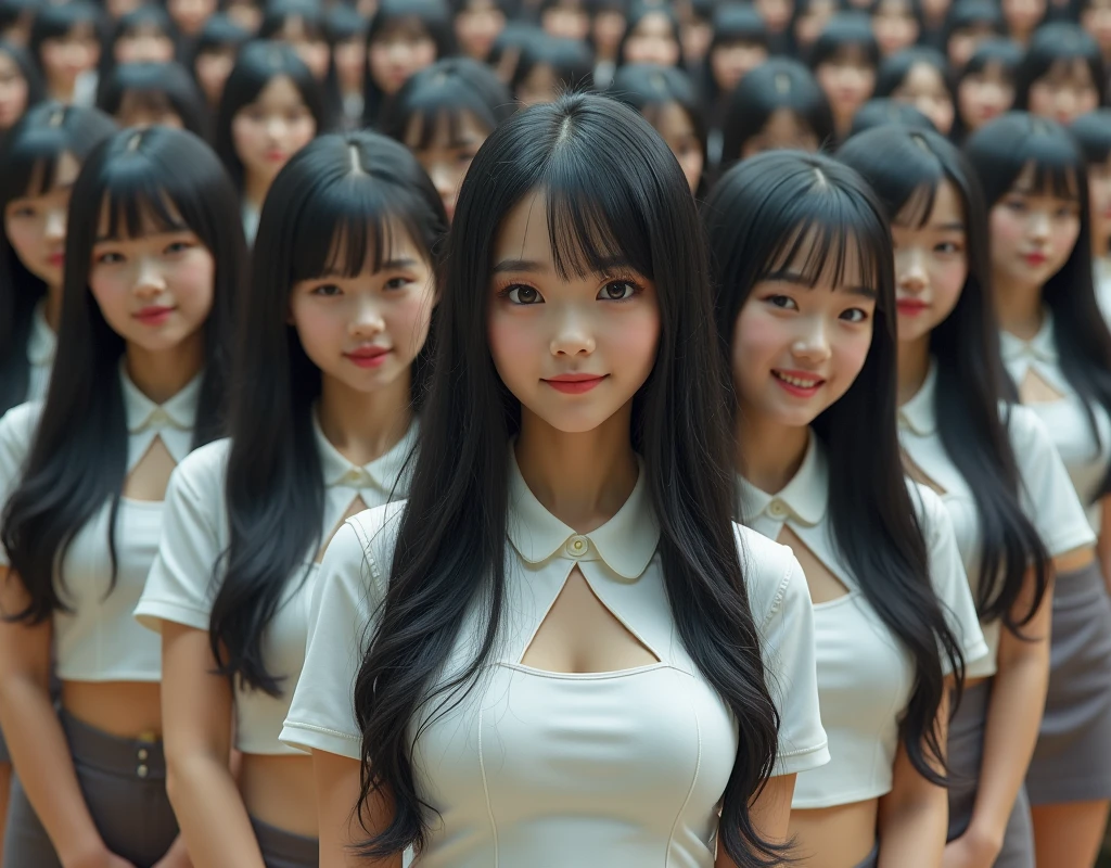 (Japanese Clone-girls=Myself), (Super Best masterpiece Clone-girls Raw Photography Art), (16K, Highest quality, Ultra-high resolution, RAW Photos), (It&#39;s so unrealistic., With unparalleled depiction, With an unfathomable sight, An unprecedented and shocking worldview, Clone-girls: In a world of mass reproduction, Ultra-realistic), (Japanese Girls, 16yo, Small face, Thick black hair, long hair, Dark Eyes, Mature face, Cute Smile, Smiling face, A gentle gaze, Very pleasant look), (Very beautiful detailed girls, Accurate body structure, Accurate body movements, Very detailed body, (Super big breasts, Large bulge of ample breasts)), ((Schoolgirl uniform, Short sleeve, mini skirt, Emphasise the fullness of your breasts)), (Very detailed, Myself cloning, Depiction of splitting oneself, 1Myself girl→1,000,000,000,000,000,000,000,000,000,000Myself cloning girls), (Myself clone girlsは, With the same perfect appearance without any difference, to multiply in large numbers), (Very detailed depiction, Myself&#39;s multiplying female body, In the same female body,With the same face, With the same hairstyle, In the same clothes, At the same height, 同じSuper big breastsで, A completely indistinguishable female body, 1,000,000,000,000,000,000,000,000,000,000 people), (Myself girls only), (Academy, academic level, Commemorative photo depiction, Tiered stage photography, Happy smile, Front view)