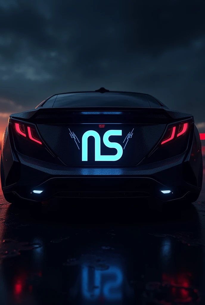 Make a car plate design, with "NS" logo which stands for Night Shifters, and add my insignia "jayskiiboo"