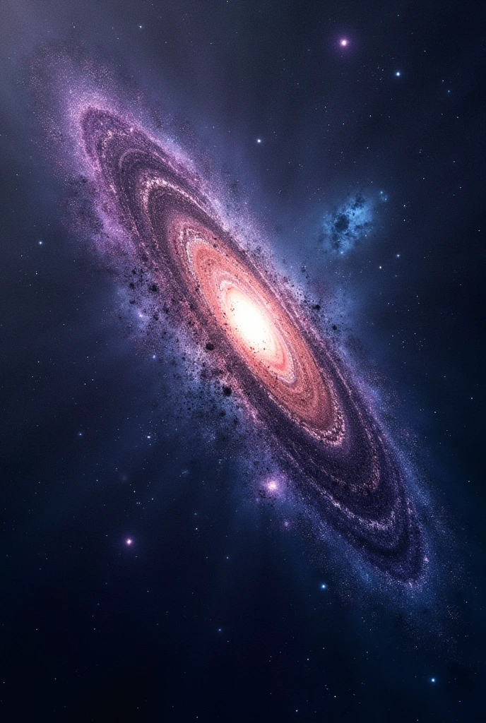 A flag that have a space like background a black, purple and bluish color and a galaxy in the middle of the flag