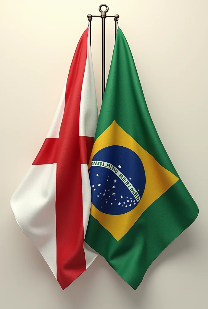 English and Brazilian flags mixed harmoniously