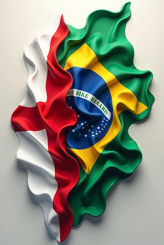 English and Brazilian flags mixed harmoniously