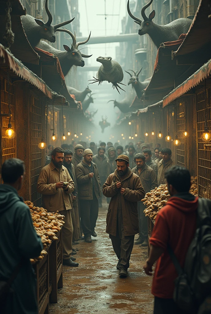 Humans using animals as a mode of currency to buy goods and foods
