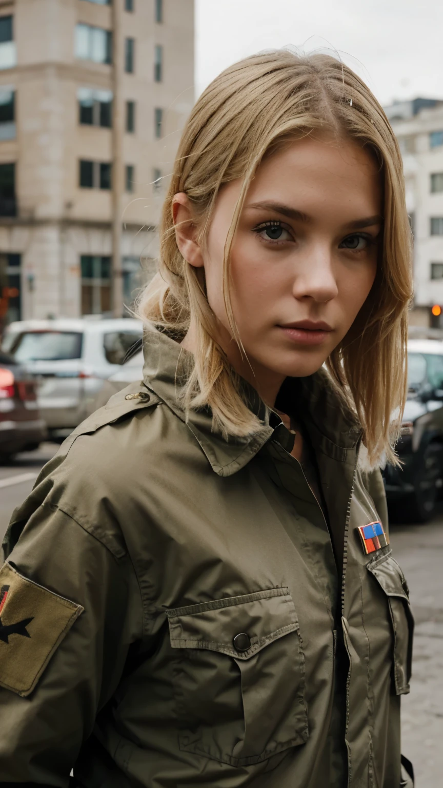 Girl  Military with  Blonde Hair