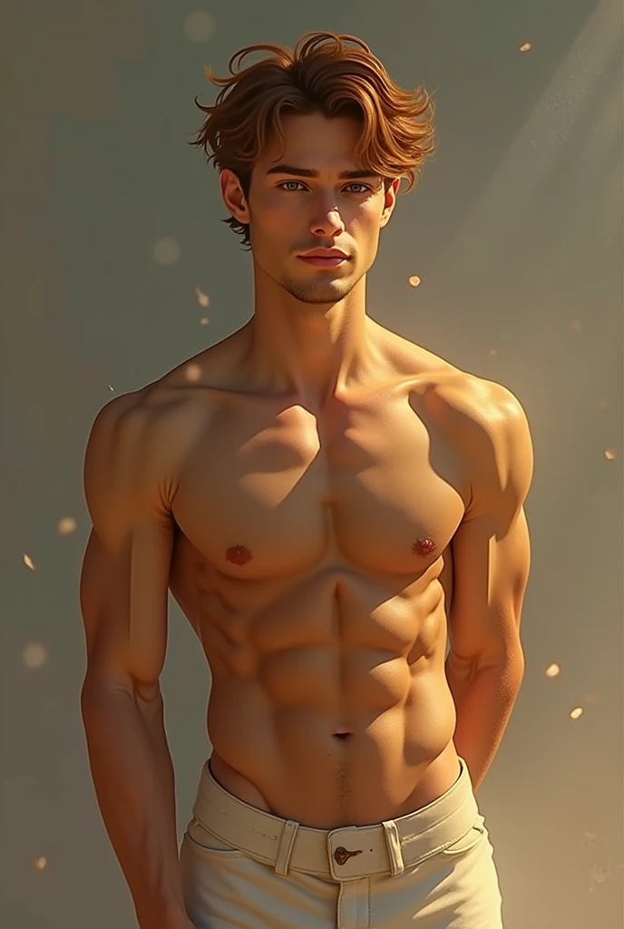 humanization of gingerbread, beautiful man, short hair, semi realism