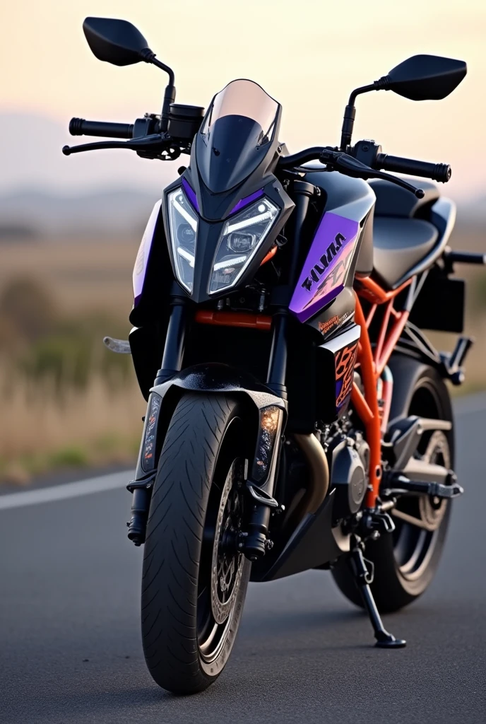 bike KTM 1390 R, black and purple, horizontal