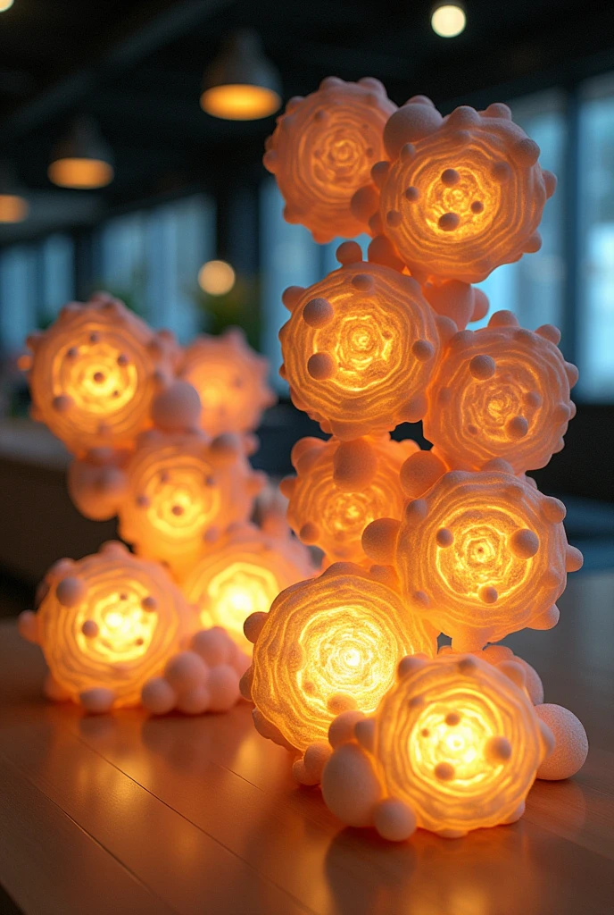 Bacteria-shaped lamps for decoration in medical office