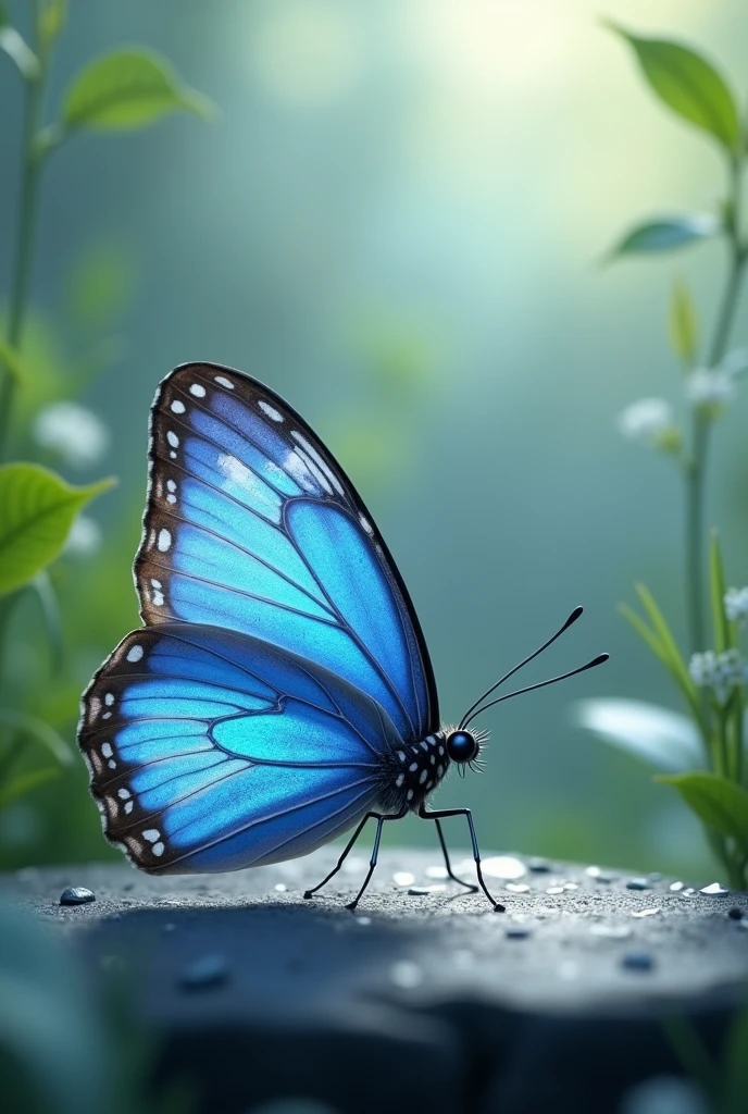 blue butterfly landing