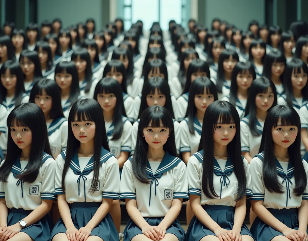 (Japanese Clone-girls=Myself), (Super Best masterpiece Clone-girls Raw Photography Art), (16K, Highest quality, Ultra-high resolution, RAW Photos), (It's so unrealistic., With unparalleled depiction, With an unfathomable sight, An unprecedented and shocking worldview, Clone-girls: In a world of mass reproduction, Ultra-realistic), (Japanese Girls, Yokoyama-Yui, , Small face, Thick black hair, long hair, Dark Eyes, Mature face, Cute Smile, Smiling face, A gentle gaze, Very pleasant look), (Very beautiful detailed girls, Accurate body structure, Accurate body movements, Very detailed body, (Super big breasts, Large bulge of ample breasts)), ((Schoolgirl uniform, Short sleeve, mini skirt, Emphasise the fullness of your breasts)), (Very detailed, Myself cloning, Depiction of splitting oneself, 1Myself girl→1,000,000,000,000,000,000,000,000,000,000Myself cloning girls), (Myself clone girlsは, With the same perfect appearance without any difference, to multiply in large numbers), (Very detailed depiction, Myself's multiplying female body, In the same female body,With the same face, With the same hairstyle, In the same clothes, At the same height, 同じSuper big breastsで, A completely indistinguishable female body, 1,000,000,000,000,000,000,000,000,000,000 people), (Myself girls only), (Academy, academic level, Commemorative photo depiction, Tiered stage photography, Happy smile, Front view)