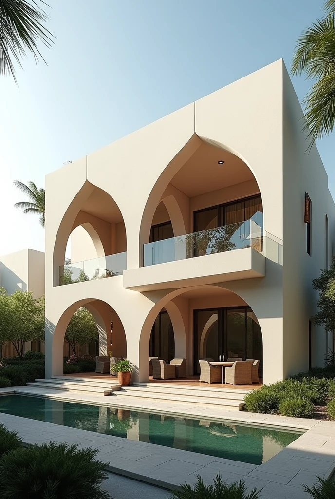Classic Modern KSA villa four elevations sketches