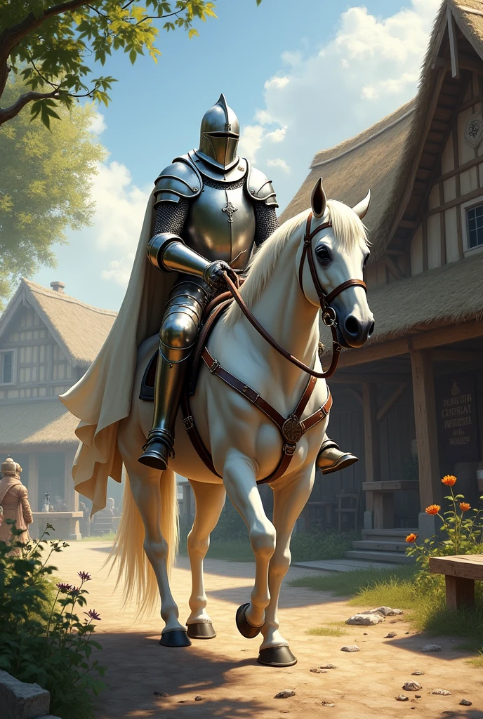 The white knight leaving the innpeeker and his daughters house 