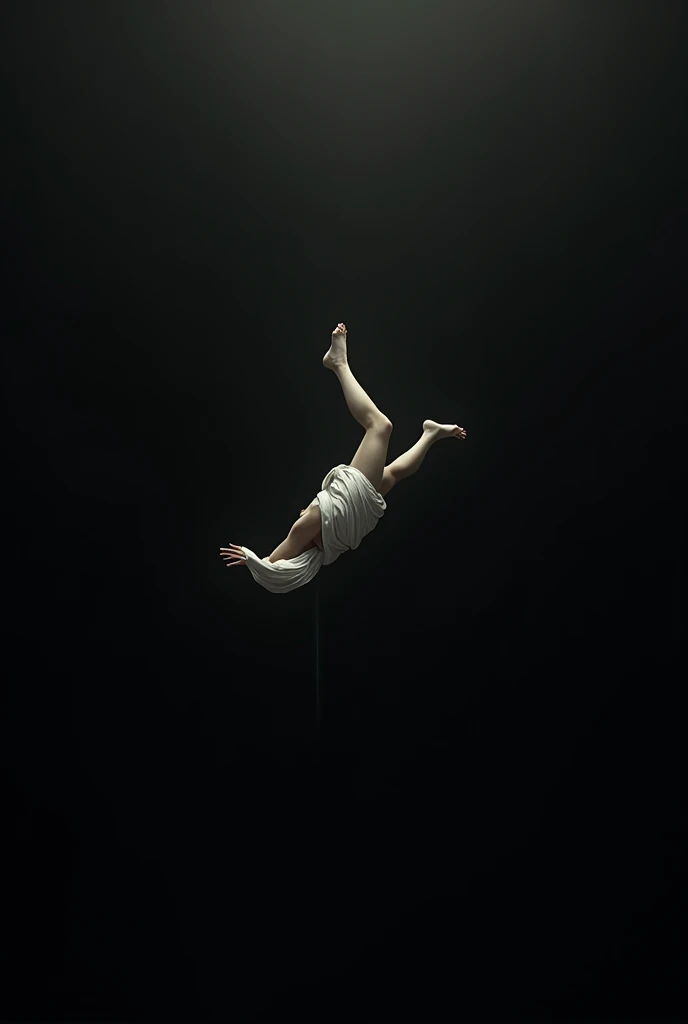 Black background with white person falling