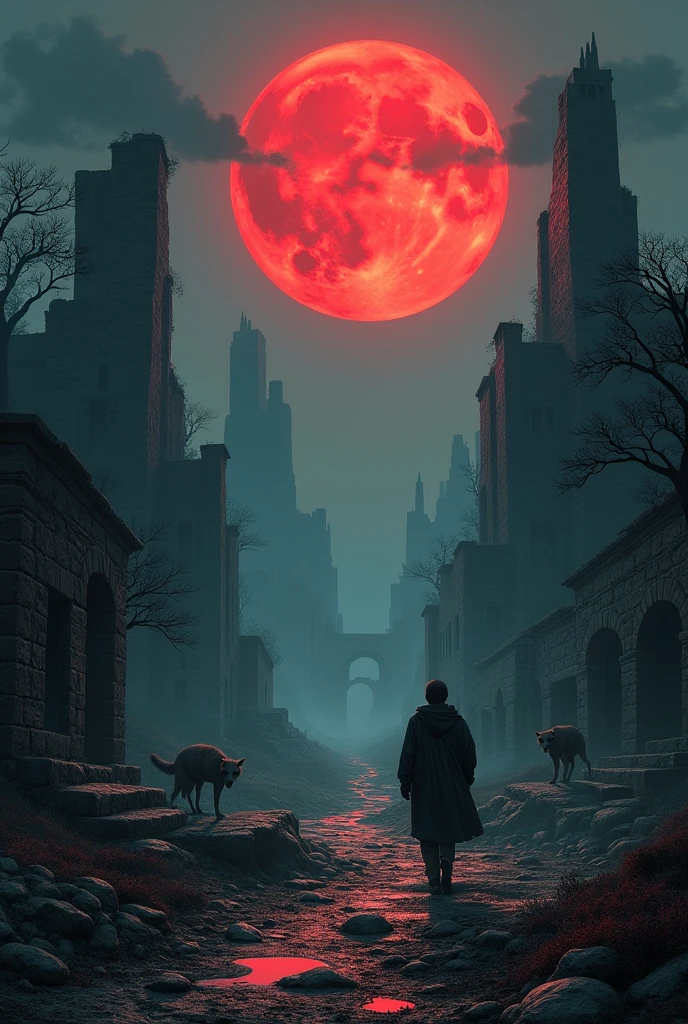 Ancient residences and a blood-colored moon , zombie wolves attack you, video game death dinner