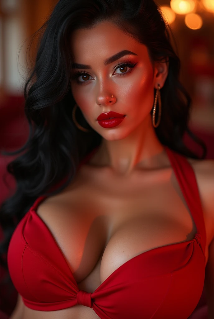 18 year old, surreal latina girl,dark skin, beautiful face, long wavy hair, blue eyes, orgasm, mouth open, sweating, beautiful, hands on head, hyper realisitc, very Sexy look, provocation, in laboratory, red dress, night time, magic energy, neon light, orgasm, soaked, sweating, with freckles, crying, screaming, action