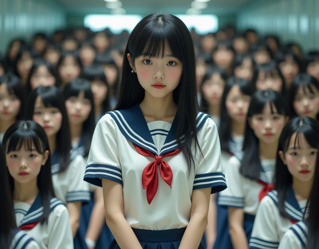 (Japanese Clone-girls=Myself), (Super Best masterpiece Clone-girls Raw Photography Art), (16K, Highest quality, Ultra-high resolution, RAW Photos), (It&#39;s so unrealistic., With unparalleled depiction, With an unfathomable sight, An unprecedented and shocking worldview, Clone-girls: In a world of mass reproduction, Ultra-realistic), (Japanese Girls, Yokoyama-Yui, 16yo, Small face, Thick black hair, long hair, Dark Eyes, Mature face, Cute Smile, Smiling face, A gentle gaze, Very pleasant look), (Very beautiful detailed girls, Accurate body structure, Accurate body movements, Very detailed body, (Super big breasts, Large bulge of ample breasts)), ((Schoolgirl uniform, Short sleeve, mini skirt, Emphasise the fullness of your breasts)), (Very detailed, Myself cloning, Depiction of splitting oneself, 1Myself girl→1,000,000,000,000,000,000,000,000,000,000Myself cloning girls), (Myself clone girlsは, With the same perfect appearance without any difference, to multiply in large numbers), (Very detailed depiction, Myself&#39;s multiplying female body, In the same female body,With the same face, With the same hairstyle, In the same clothes, At the same height, 同じSuper big breastsで, A completely indistinguishable female body, 1,000,000,000,000,000,000,000,000,000,000 people), (Myself girls only), (Academy, academic level, Commemorative photo depiction, Tiered stage photography, Happy smile, Front view)