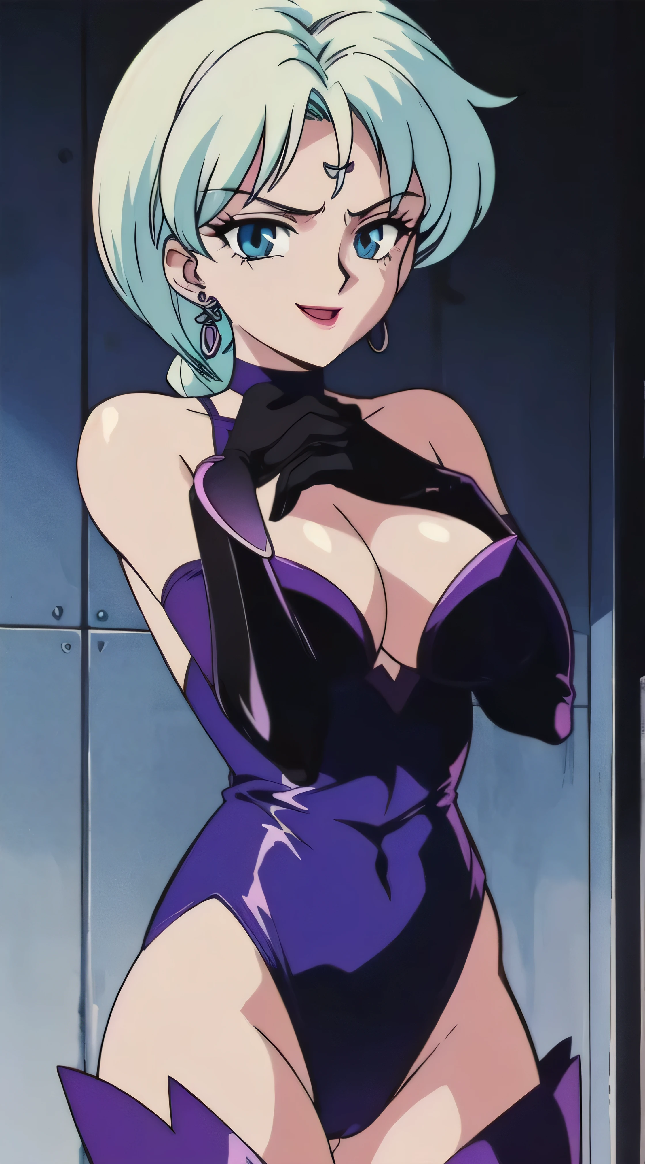 1girl, solo, facing viewer, looking down at viewer,looking at viewer,,,evil smile, BERTIE,,Highly detailed CG Unity 8K wallpaper, perfect lighting,official art,,(beautiful_face:1.5),(narrow_waist),,Highly detailed CG Unity 8K wallpaper, perfect lighting, anime screencap, retro artstyle, anime coloring, traditional media,most evil huge laugh,lipstick,sadistic smile,deep shaded face(eyes in shadow),singlebraid,smile worst,worst ridecule,most evil moukery,,onebraid,,two hands,five fingers,dark aura background,A face full of evil,most evil ridicule,lightblue bandage elbow fullgloves,thighhigh socs,horor, Violence, , The Empowerment of Evil, monster,Poison Possession,lightblue leotard,oily skin,shiny skin,