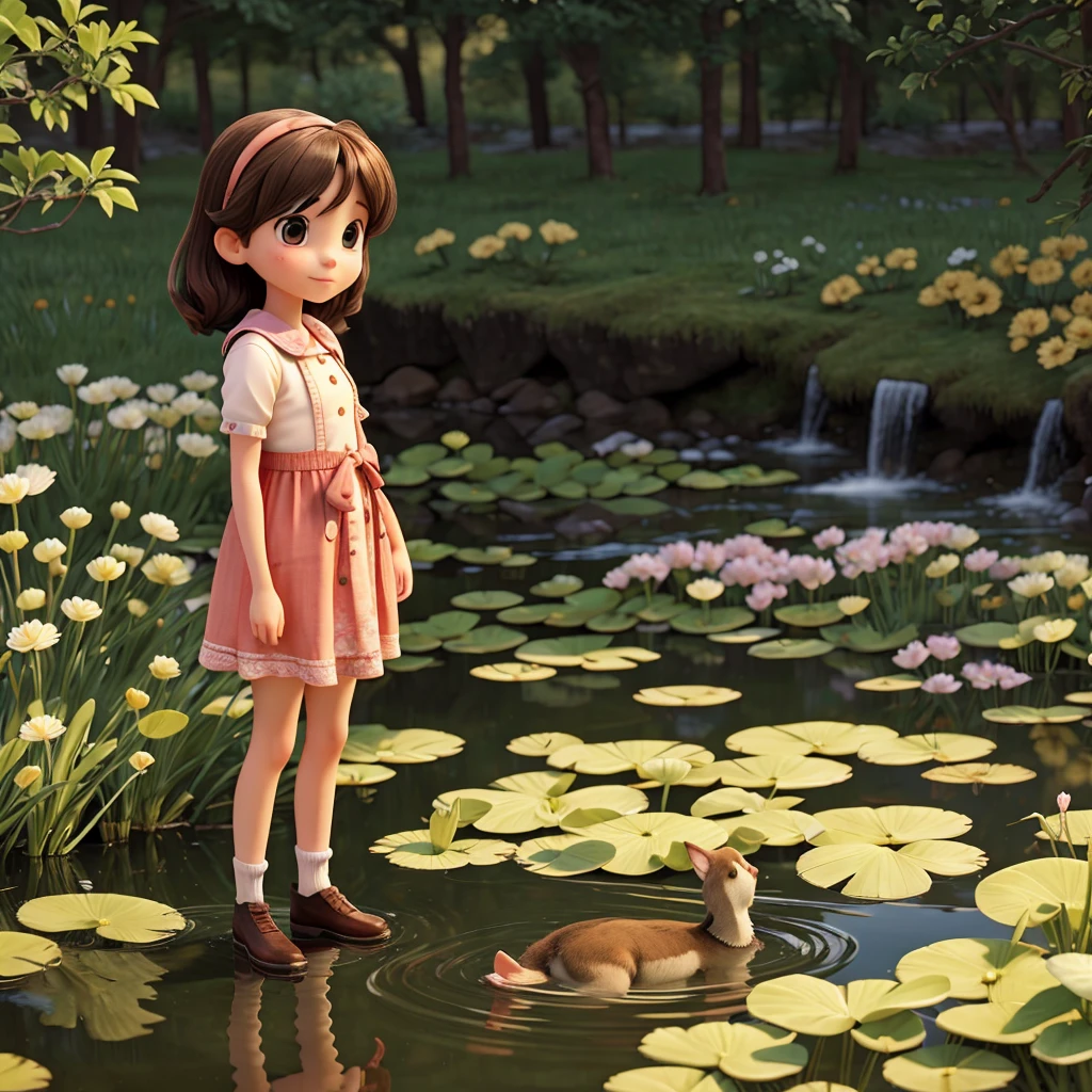 . a girl in the pond