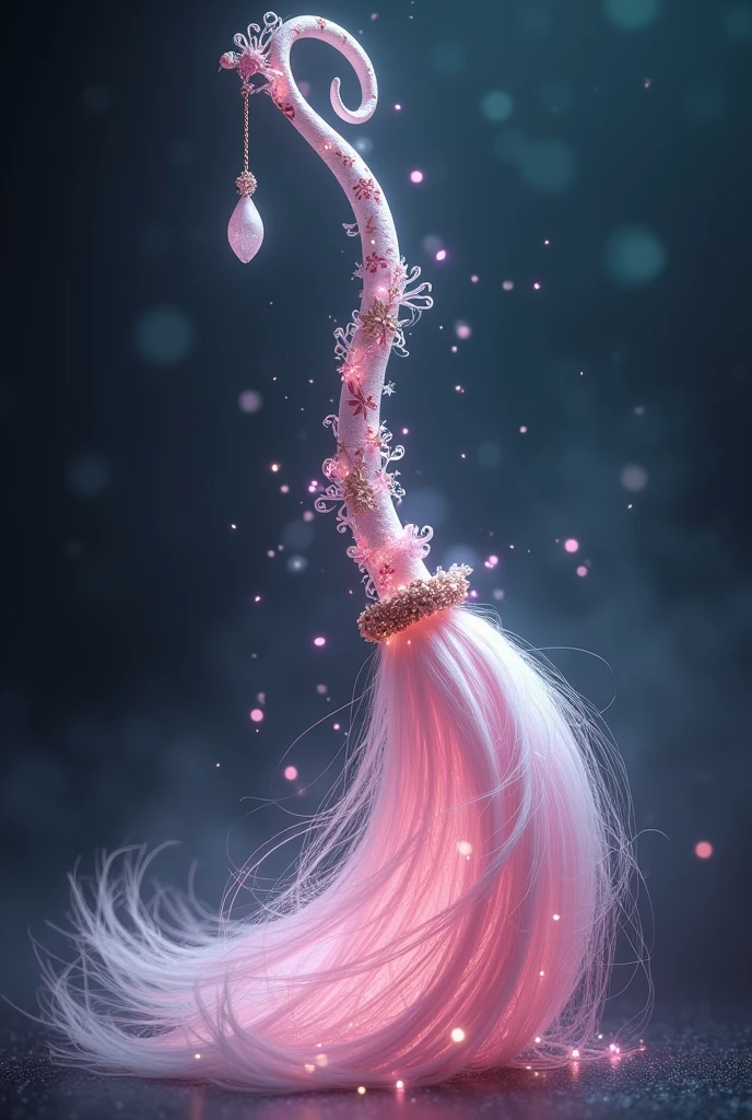 Create a white and pink witch's broom