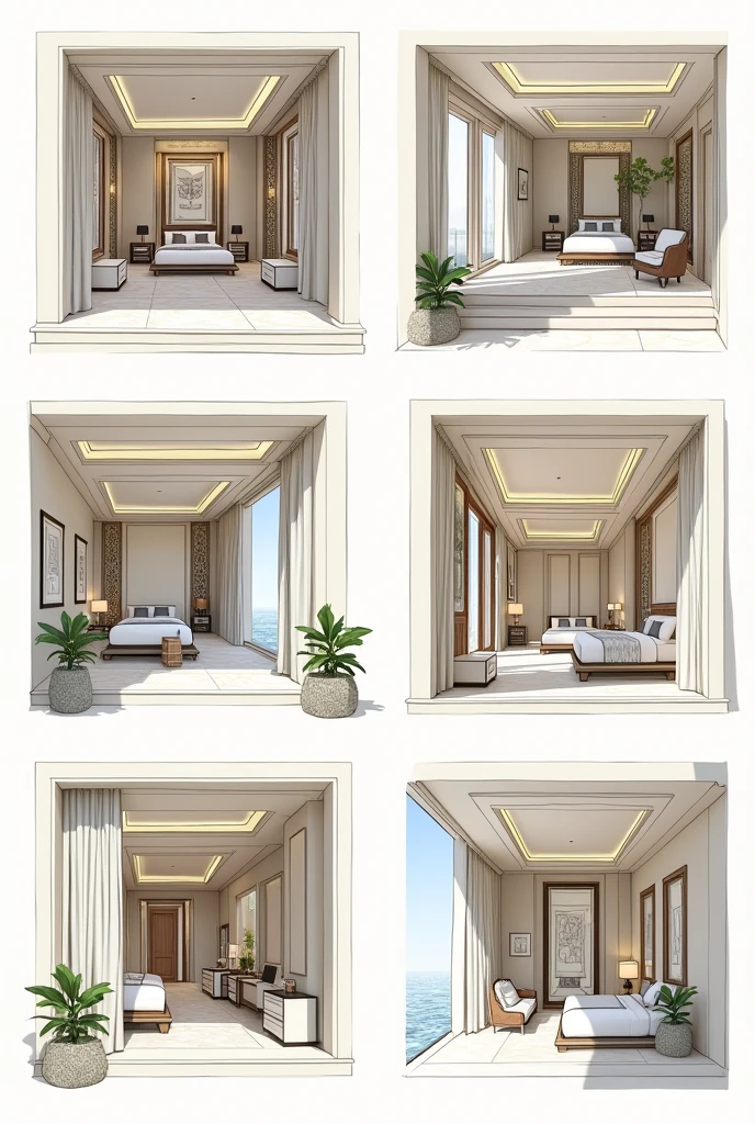 Classic Modern KSA villa Interior design six different Sketches
