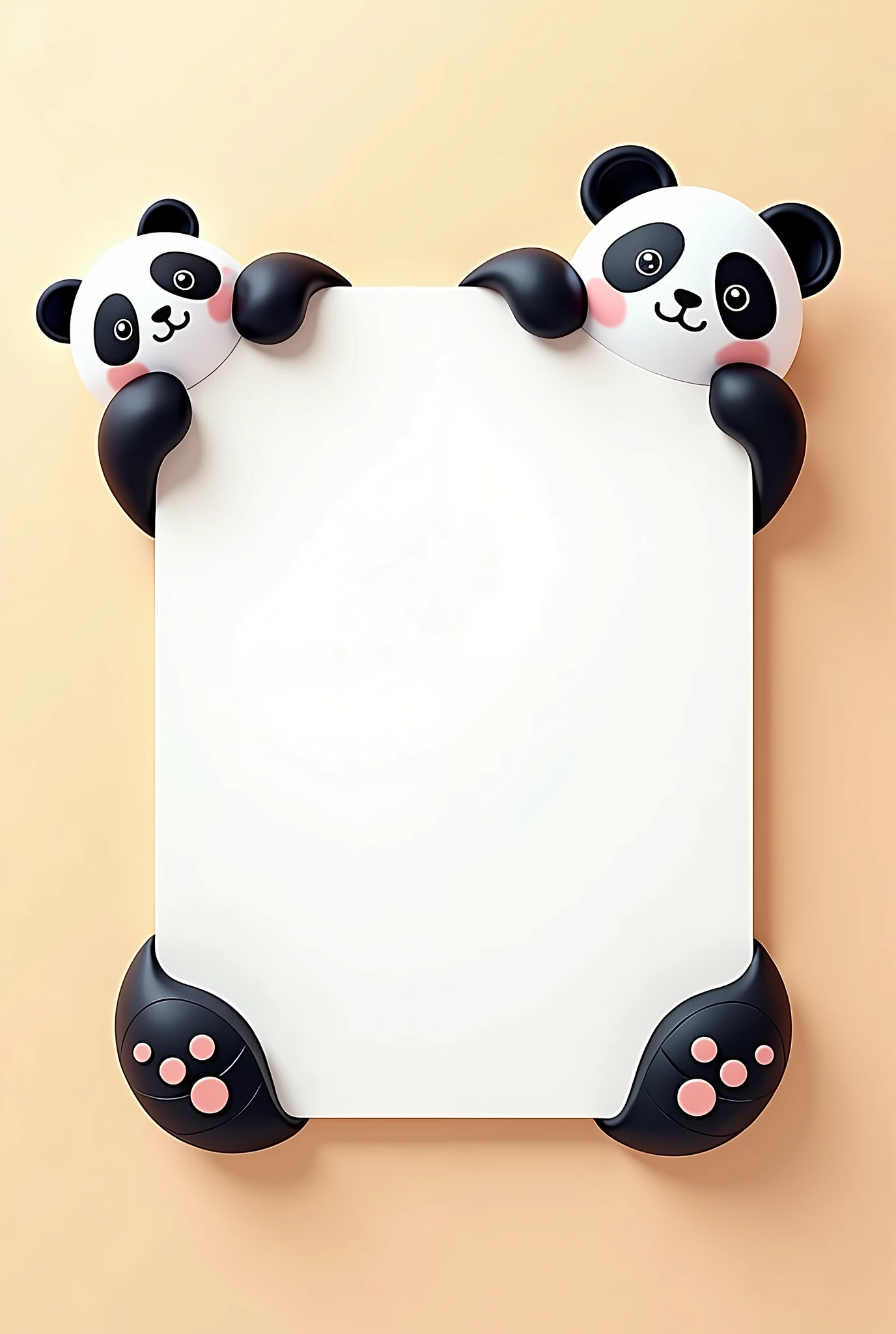 Create a letter with space to write and panda-shaped edges
